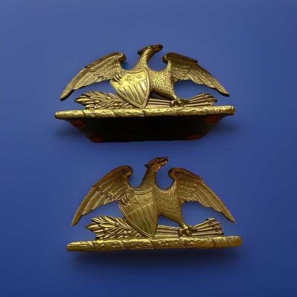 VINTAGE 1952 Virginia Metalcrafters Spread Eagle Brass Pair Bookends Doorstop - Picture 1 of 4